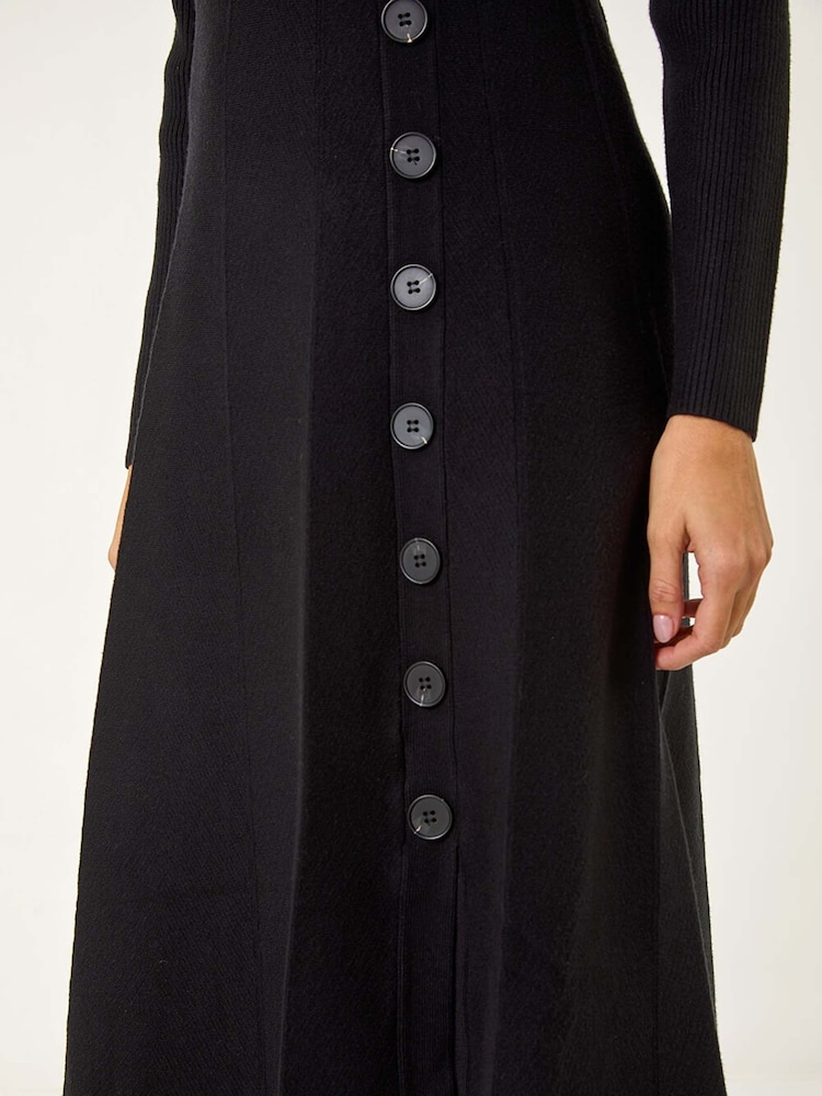Roman Black Button Detail Knitted Dress - Image 5 of 5