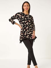 Roman Black Abstract Print Hanky Hem Tunic - Image 2 of 5
