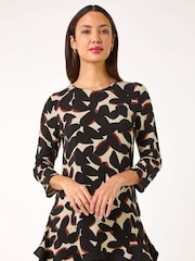Roman Black Abstract Print Hanky Hem Tunic - Image 4 of 5