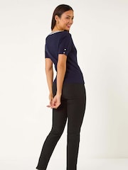 Roman Blue Scallop Edge Knit T-Shirt - Image 3 of 5