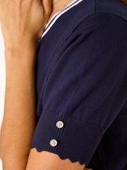 Roman Blue Scallop Edge Knit T-Shirt - Image 5 of 5