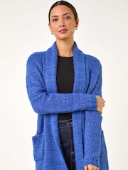 Roman Blue Fluffy Textured Knit Cardigan - Image 4 of 5