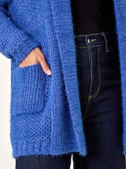 Roman Blue Fluffy Textured Knit Cardigan - Image 5 of 5