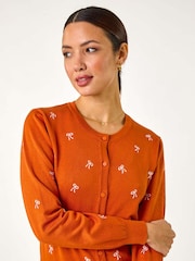 Roman Orange Bow Embroidered Cardigan - Image 1 of 5