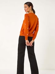 Roman Orange Bow Embroidered Cardigan - Image 4 of 5