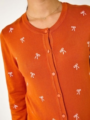 Roman Orange Bow Embroidered Cardigan - Image 5 of 5