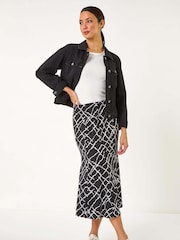 Roman Black Abstract Checked Print Skirt - Image 2 of 5