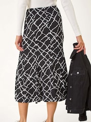 Roman Black Abstract Checked Print Skirt - Image 3 of 5