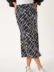 Roman Black Abstract Checked Print Skirt - Image 4 of 5
