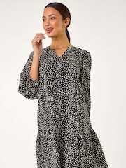 Roman Black Abstract Spot Frill Shirt Dress - Image 2 of 4