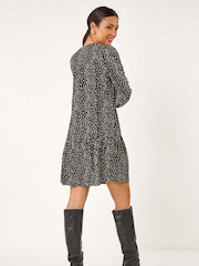 Roman Black Abstract Spot Frill Shirt Dress - Image 3 of 4