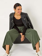 Roman Green Corduroy Wide Leg 100% Cotton Culottes - Image 1 of 5