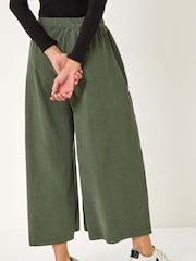 Roman Green Corduroy Wide Leg 100% Cotton Culottes - Image 3 of 5