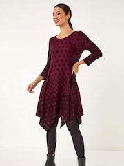 Roman Red Geometric Hanky Hem Dress - Image 2 of 5