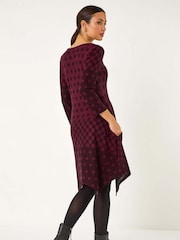 Roman Red Geometric Hanky Hem Dress - Image 3 of 5