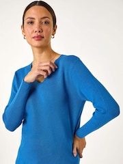 Roman Blue Soft Knit V-Neck Jumper - Image 1 of 5