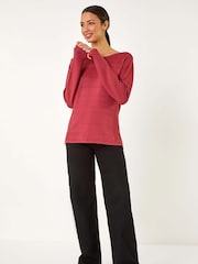 Roman Red Button Detail Ribbed Jumper - Image 2 of 5
