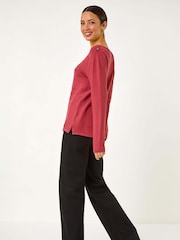Roman Red Button Detail Ribbed Jumper - Image 3 of 5