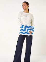 Roman White Chevy Pointelle Knit Jumper - Image 2 of 5