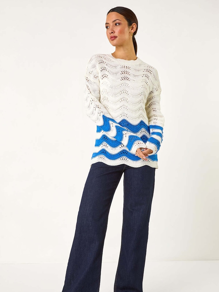 Roman White Chevy Pointelle Knit Jumper - Image 2 of 5