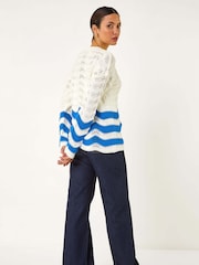 Roman White Chevy Pointelle Knit Jumper - Image 3 of 5