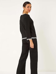 Roman Black Scallop Edge Tie Cardigan - Image 3 of 5