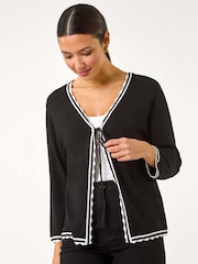 Roman Black Scallop Edge Tie Cardigan - Image 4 of 5