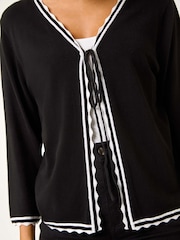Roman Black Scallop Edge Tie Cardigan - Image 5 of 5