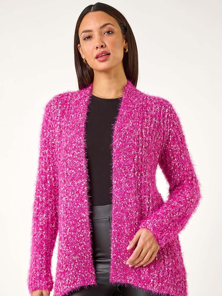 Roman Red Fluffy Sparkle Cardigan - Image 1 of 5
