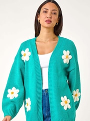 Зеленый - Dusk Daisy Knit Cardigan - Изображение 1 из 5