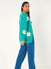 Зеленый - Dusk Daisy Knit Cardigan - Изображение 3 из 5