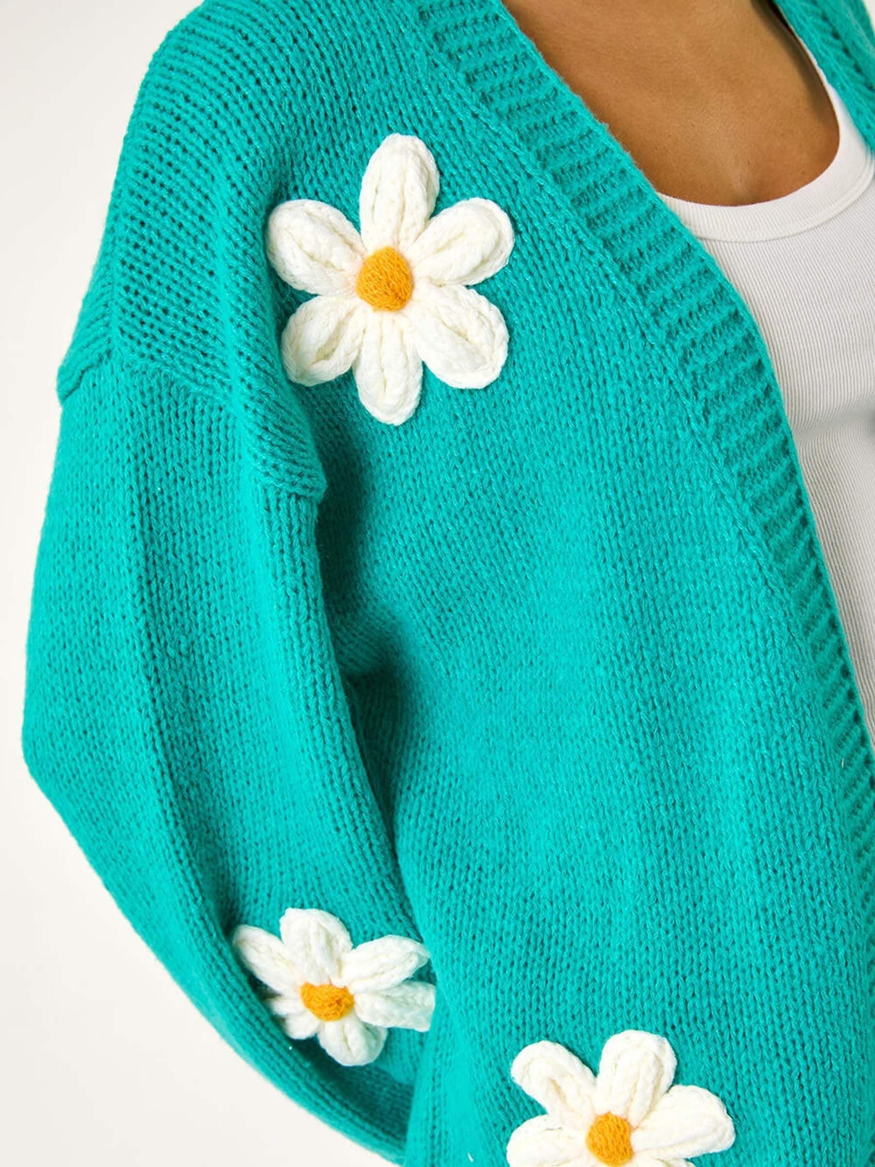 Buy Dusk Green Daisy Knit Cardigan from Next Belgium