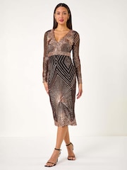 برّاق - Roman Starburst Sequin Stretch Midi Dress - صورة 1 من 5