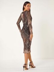 برّاق - Roman Starburst Sequin Stretch Midi Dress - صورة 2 من 5