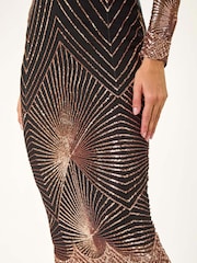 برّاق - Roman Starburst Sequin Stretch Midi Dress - صورة 5 من 5