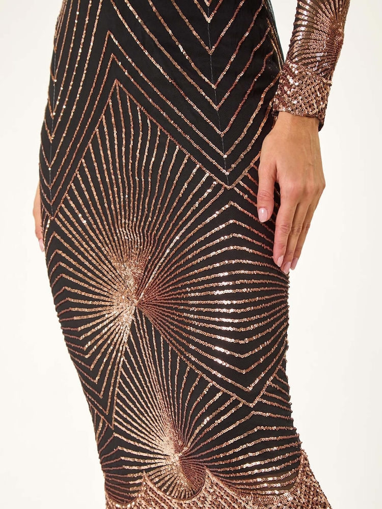 برّاق - Roman Starburst Sequin Stretch Midi Dress - صورة 5 من 5