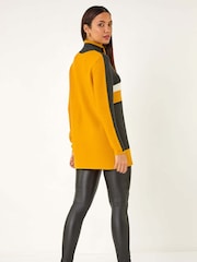 Roman Yellow Colourblock Roll Neck Knit Jumper - Image 3 of 5