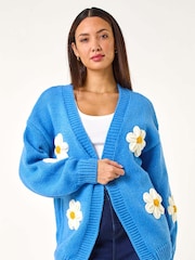 Синий - Dusk Daisy Knit Cardigan - Изображение 2 из 5