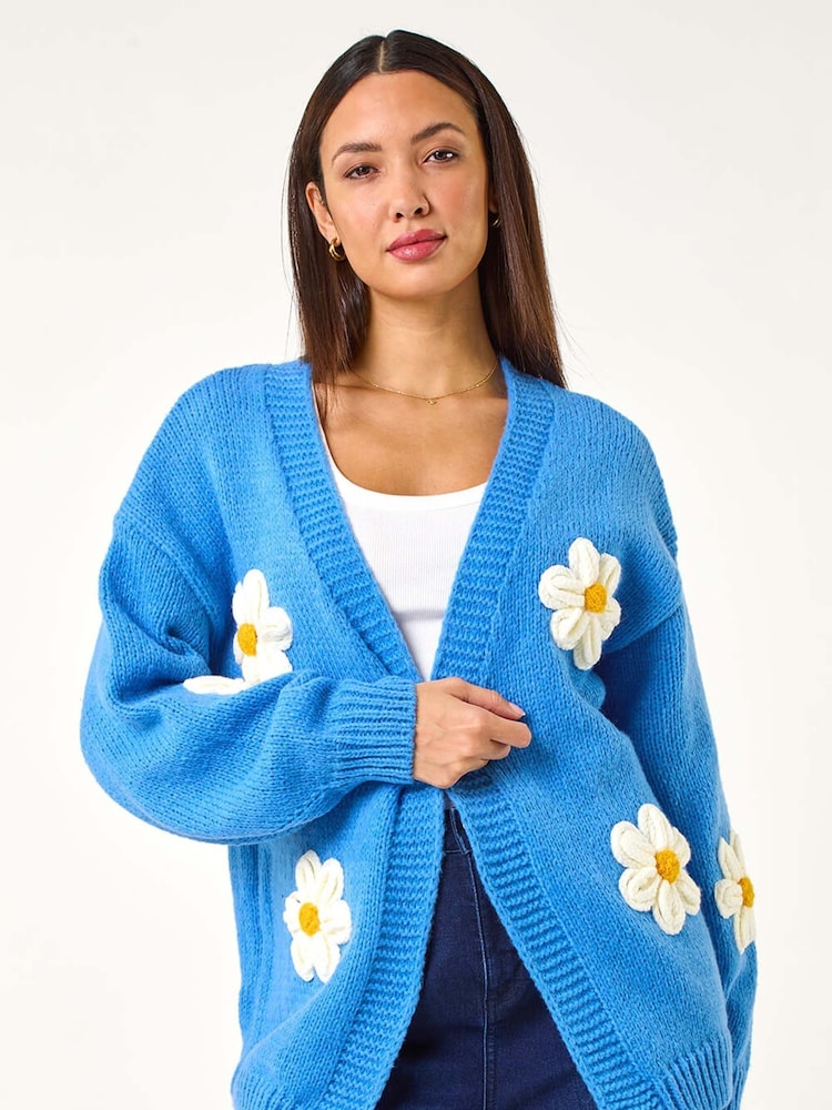 Синий - Dusk Daisy Knit Cardigan - Изображение 2 из 5