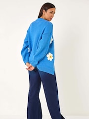Синий - Dusk Daisy Knit Cardigan - Изображение 3 из 5