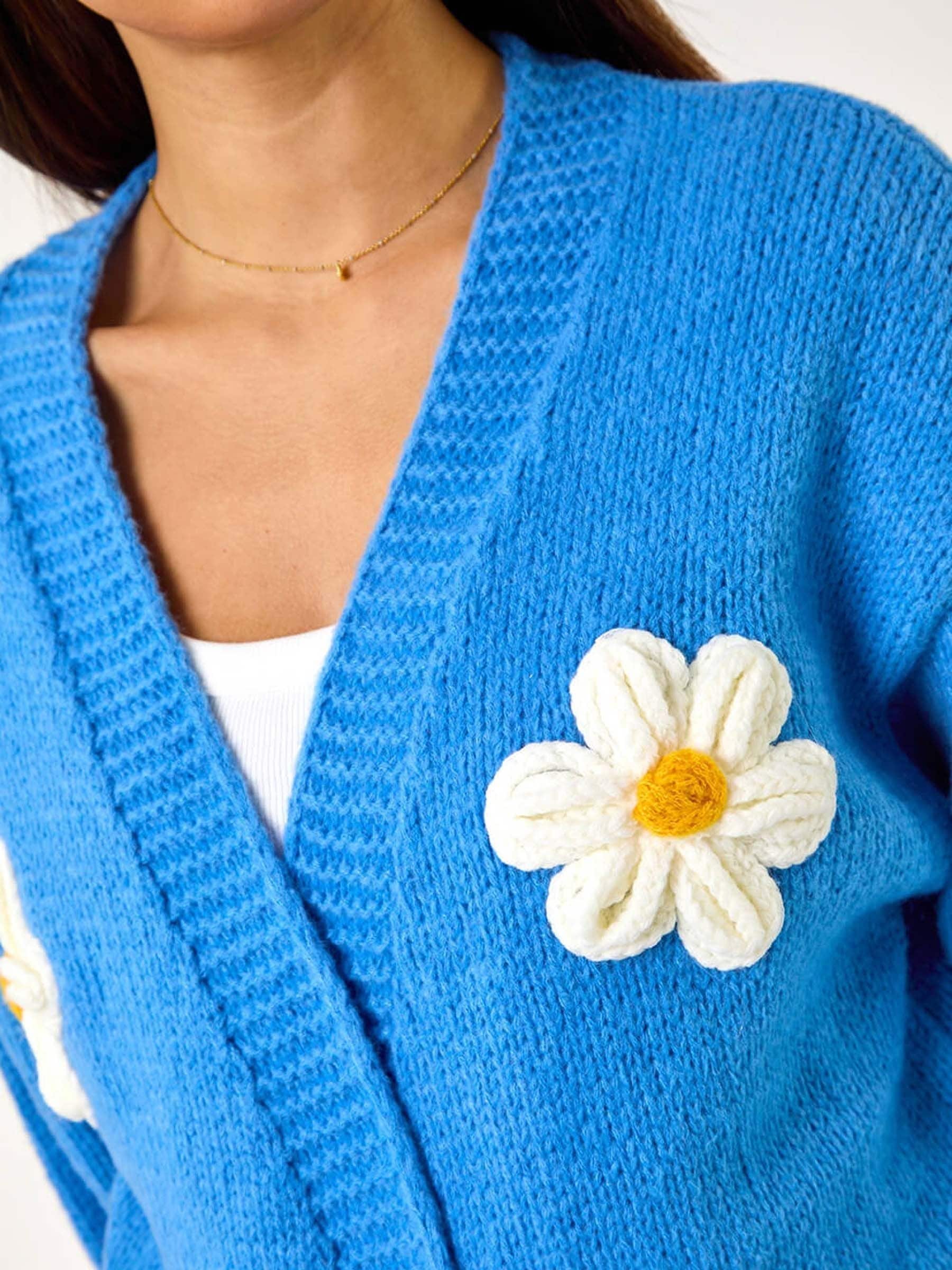 Dusk Blue Daisy Knit Cardigan | Laura Ashley