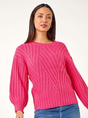 Roman Pink Crew Stitch Detail Jumper - Image 1 of 5
