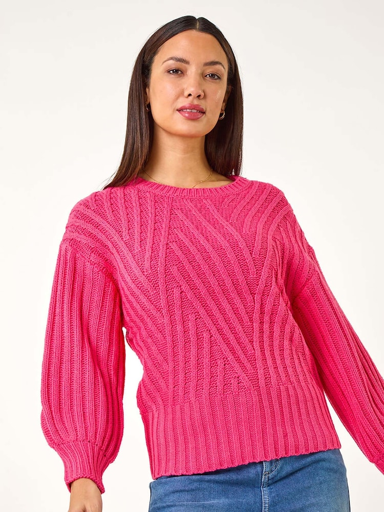 Roman Pink Crew Stitch Detail Jumper - Image 1 of 5