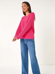 Roman Pink Crew Stitch Detail Jumper - Image 3 of 5