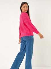 Roman Pink Crew Stitch Detail Jumper - Image 4 of 5