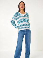 Roman Blue Spacedye Stripe Knit Jumper - Image 2 of 5