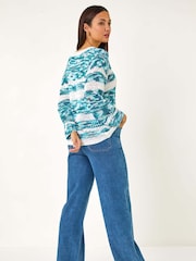 Roman Blue Spacedye Stripe Knit Jumper - Image 3 of 5
