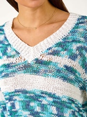 Roman Blue Spacedye Stripe Knit Jumper - Image 5 of 5