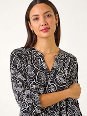 Roman Linear Leaf Print Blouses - Bild 2 von 5