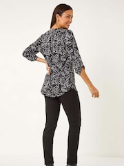 Roman Linear Leaf Print Blouses - Bild 4 von 5